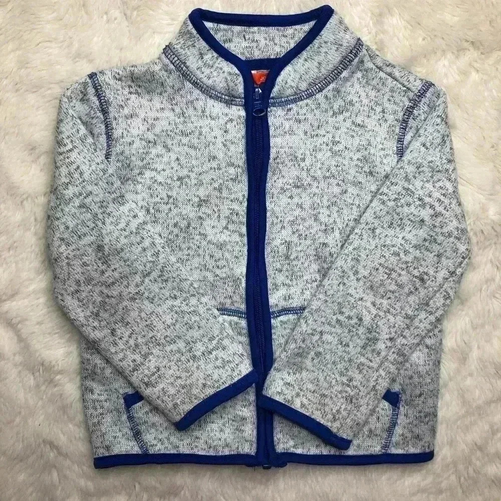 Joe Fresh Zip-Up Sweater Grey & Blue Size 3T